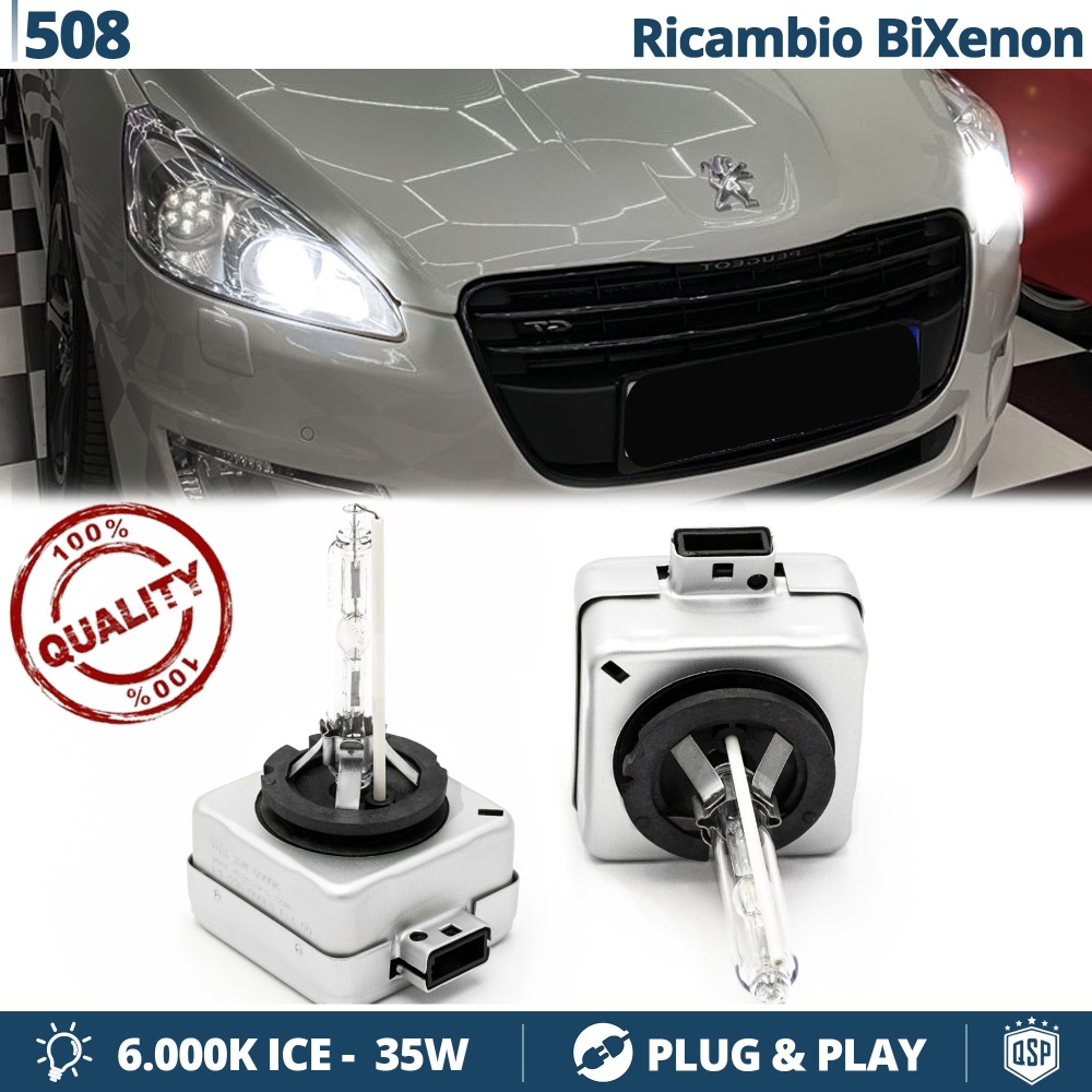 2x Bombillas Bi-Xenon D1S de Repuesto para PEUGEOT 508 1 Luz 6.000K Blanco Frio Lámparas 35W