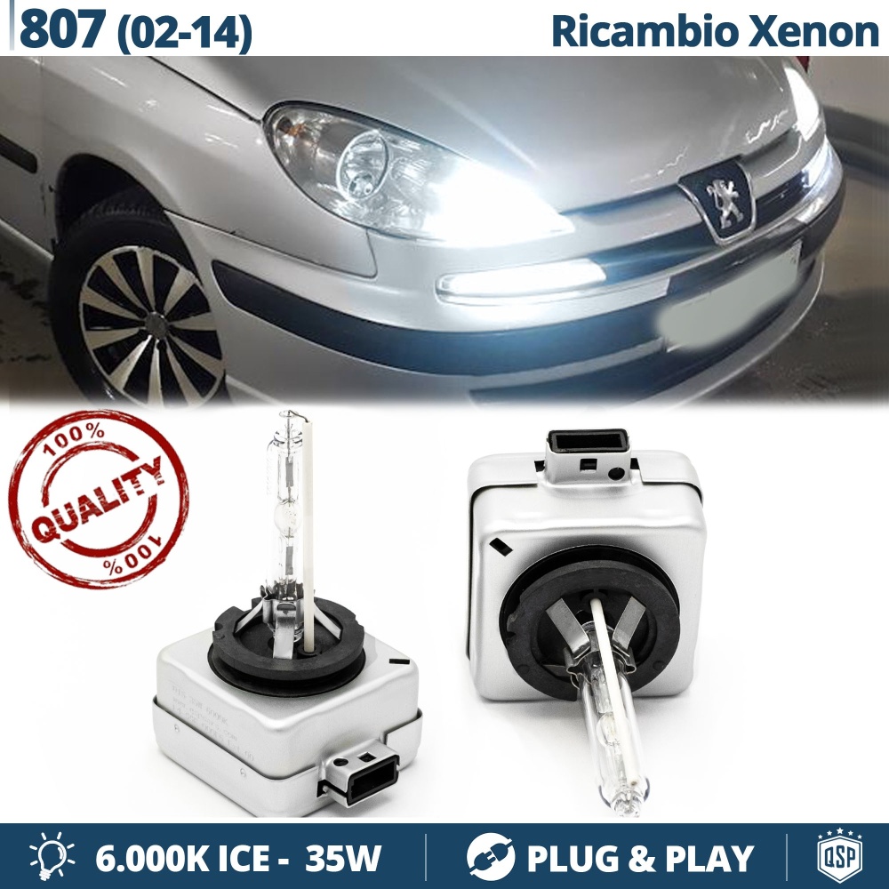 2x Bombillas Xenon D1S de Repuesto para PEUGEOT 807 Luz 6.000K Blanco Frio Lámpara 35W