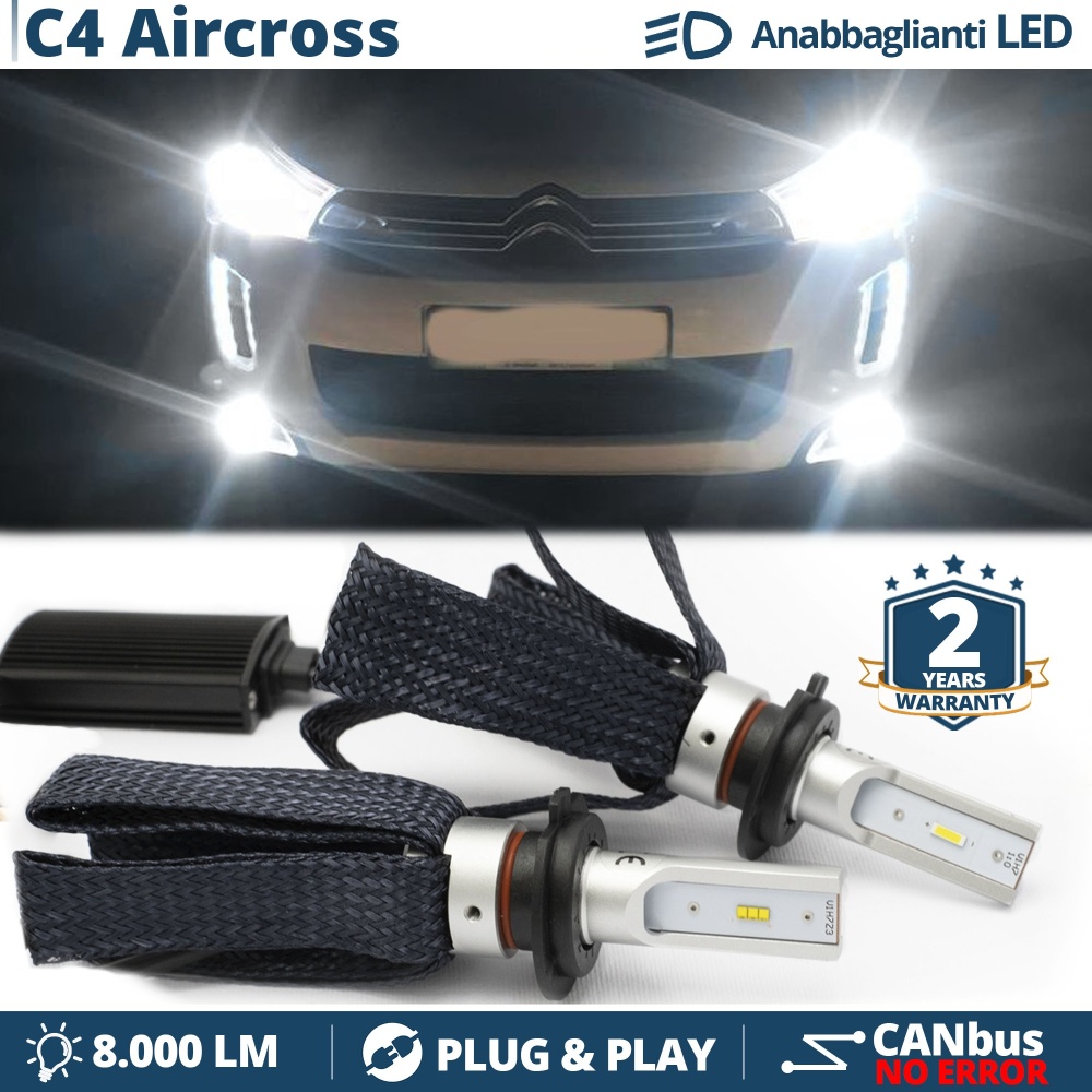 Kit LED H7 para Citroen C4 Aircross Luces de Cruce CANbus | 6500K Blanco Frío 8000LM