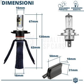 Kit LED H4 para CITROEN JUMPY Facelift Luces de Cruce + Carretera | 6500K 8000LM CANbus