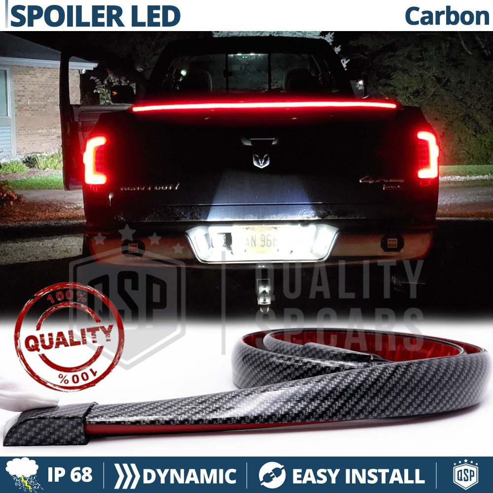 ALERÓN LED Trasero Para VW Amarok | Spoiler LED DINÁMICO Adhesivo Fibra de Carbono Negro