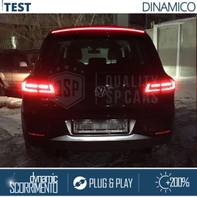 Rear Adhesive LED SPOILER For VW Touareg | Roof SEQUENTIAL LED Strip in Black Carbon Fiber Effect