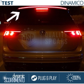 Rear Adhesive LED SPOILER For VW Touareg | Roof SEQUENTIAL LED Strip in Black Carbon Fiber Effect
