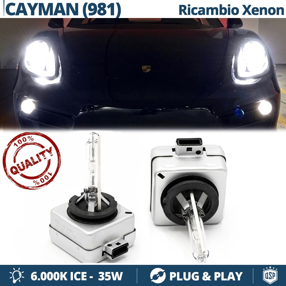 2x Bombillas Bi-Xenon D3S de Repuesto para PORSCHE CAYMAN (981) Luz 6.000K Blanco Frio Lámparas 35W
