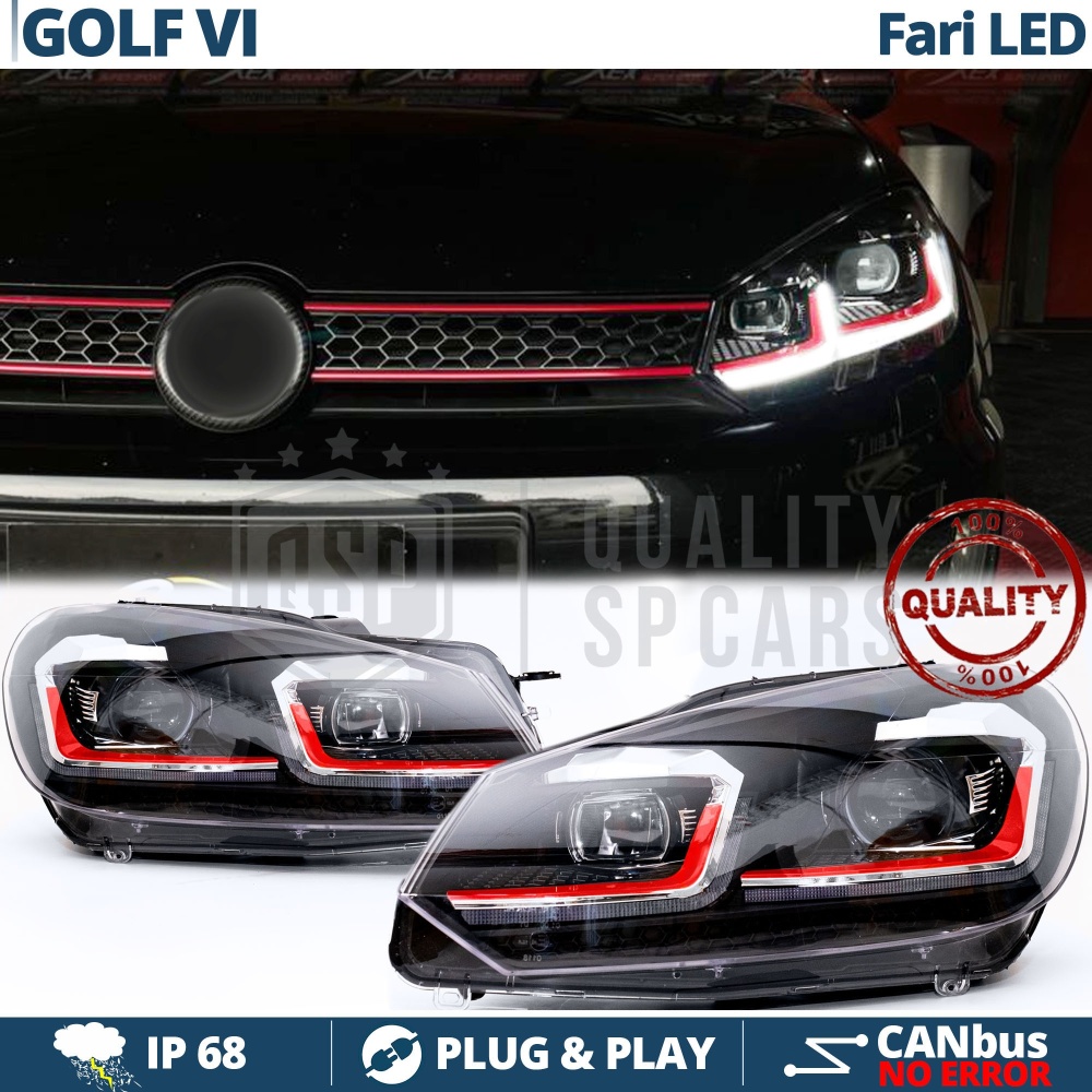 FARI LED Anteriori Per Golf 6 TRASFORMAZIONE in Golf 7 GTI | Ricambio PERFETTO Plug & Play