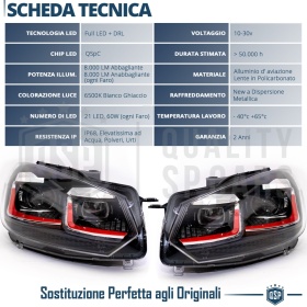 FARI LED Anteriori Per Golf 6 TRASFORMAZIONE in Golf 7 GTI | Ricambio PERFETTO Plug & Play