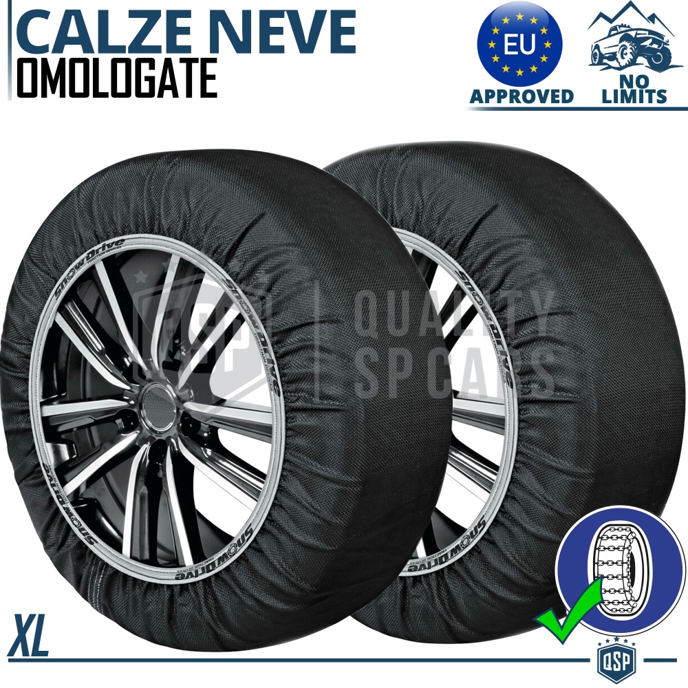 Cadenas de Nieve Textiles para coches, HOMOLOGADOS para Italia y Europa EN | TAMBIÉN PARA no Encadenable | XL