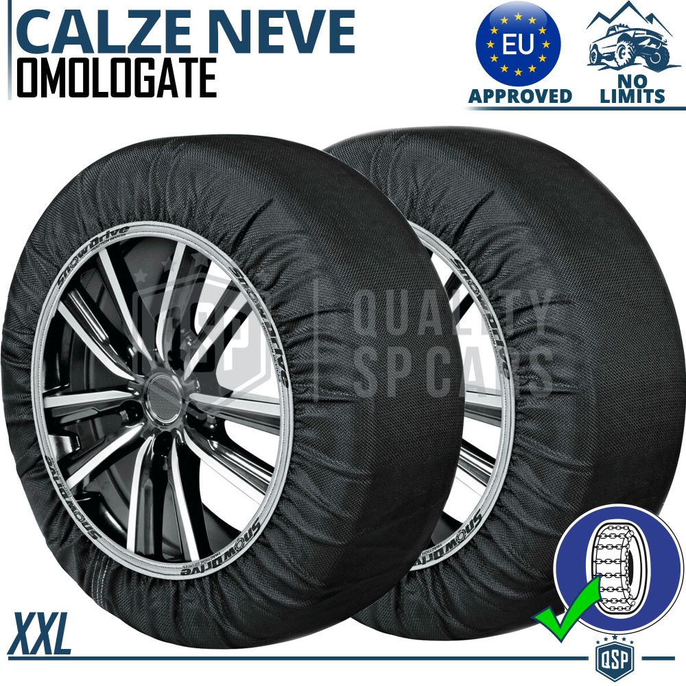 Cadenas de Nieve Textiles para coches, HOMOLOGADOS para Italia y Europa EN | TAMBIÉN PARA no Encadenable | XXL
