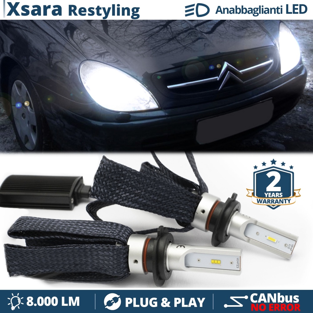 Kit LED H7 pour Citroen Xsara Phase 2 Feux de Croisement CANbus | 6500K Blanc Pur 8000LM