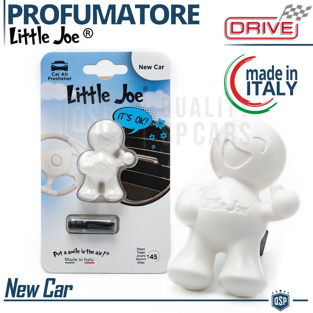 AMBIENTADOR DE COCHE Little Joe® BLANCO | Perfume Interior COCHE NUEVO 45 Días | MADE IN ITALY
