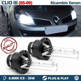 Coppia Lampadine di Ricambio Xenon D2S per RENAULT CLIO 3 Luci Bianco Ghiaccio 6000K 35W