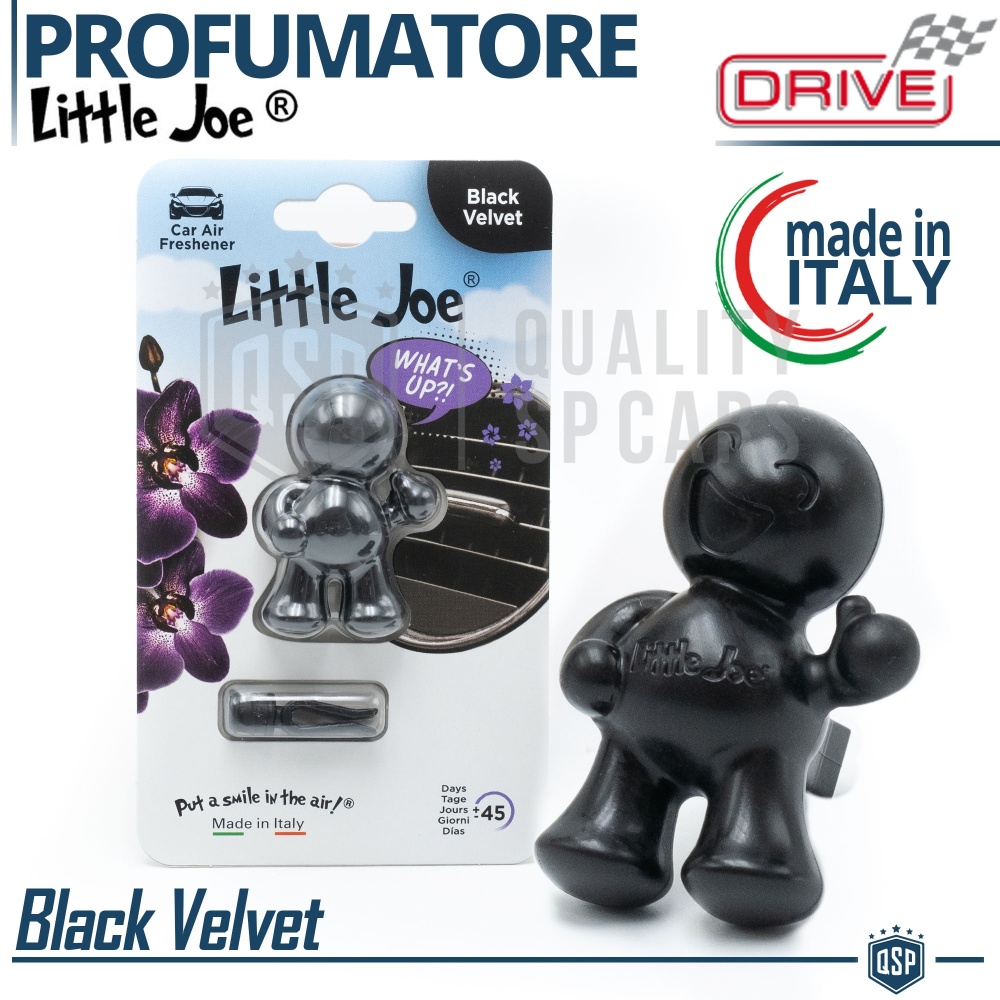 AMBIENTADOR DE COCHE Little Joe® NEGRO | Perfume Interior BLACK VELVET 45 Días | MADE IN ITALY