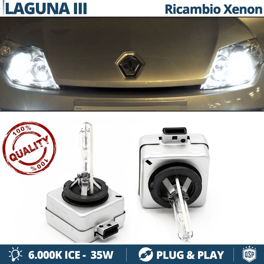 2x Bombillas Bi-Xenon D1S de Repuesto para RENAULT LAGUNA 3 Luz 6.000K Blanco Frio Lámparas 35W
