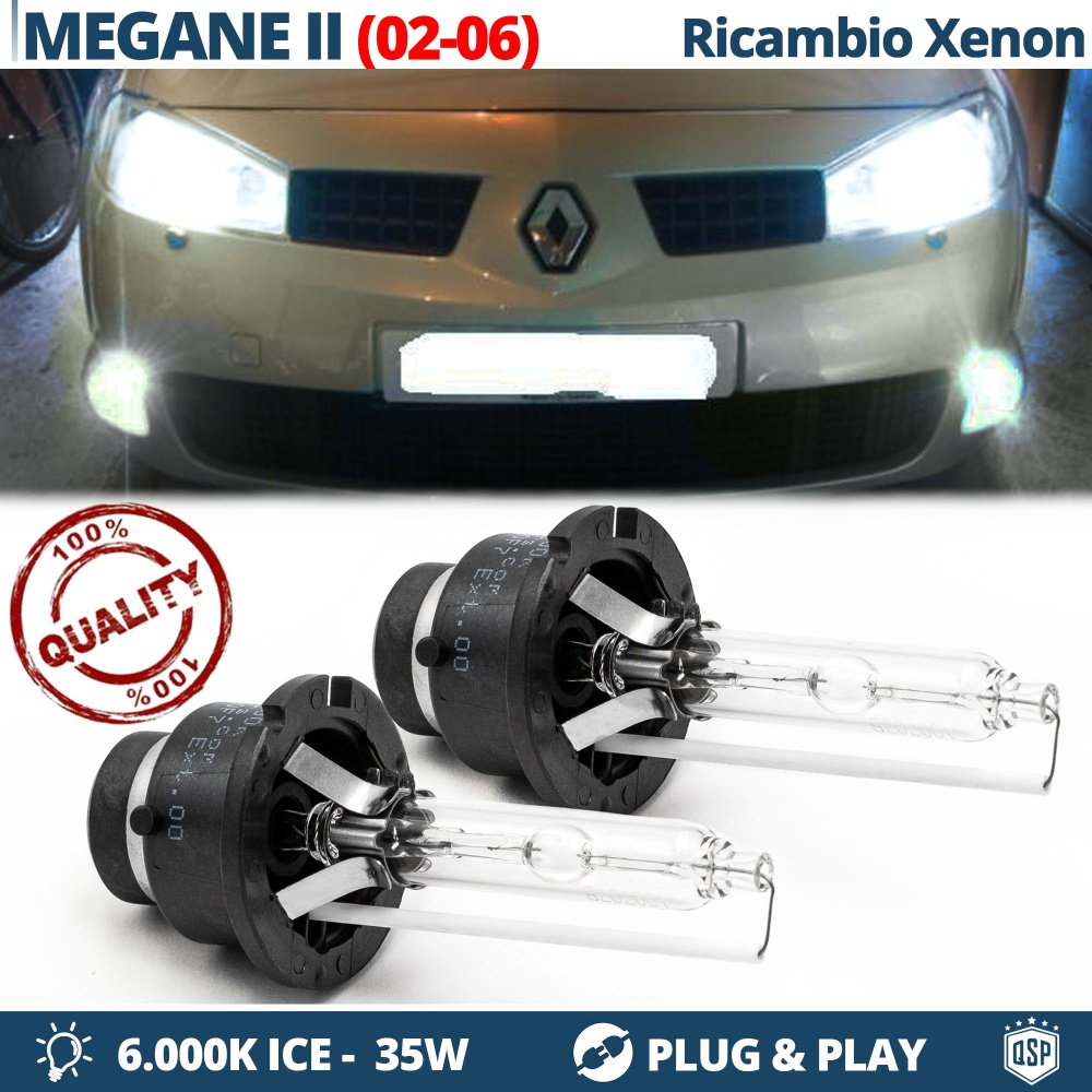2x Bombillas Xenon D2S de Repuesto para RENAULT MEGANE 2 02-06 Luz 6.000K Blanco Frio Lámpara 35W