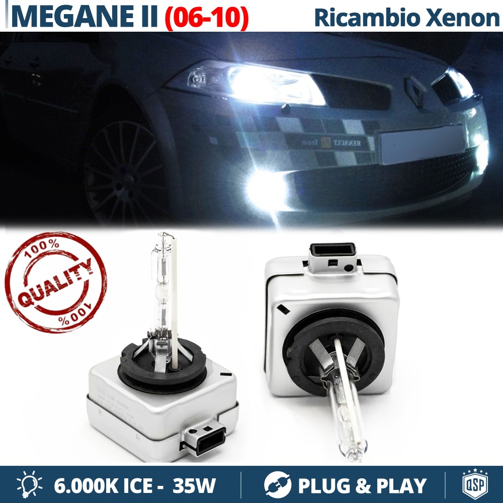 2x D1S Xenon Replacement Bulbs for RENAULT MEGANE 2 06-10 HID 6.000K White Ice 35W