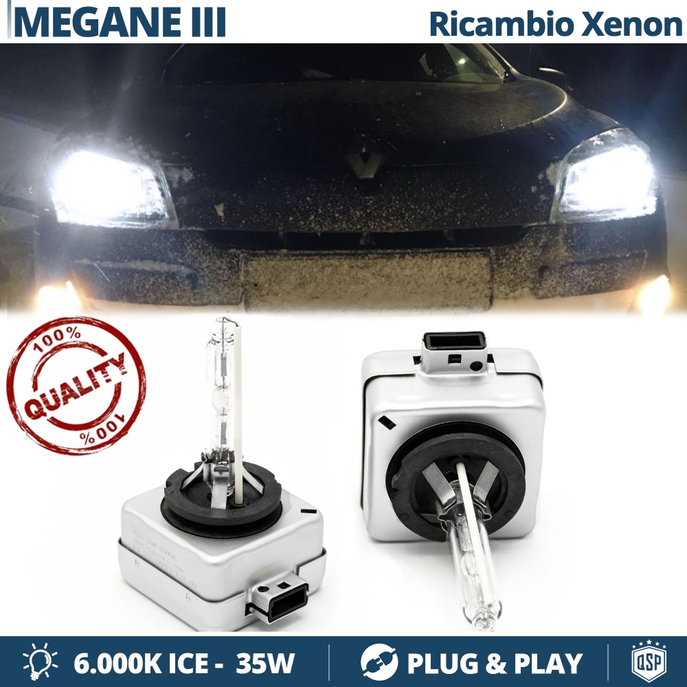 2x Bombillas Bi-Xenon D1S de Repuesto para RENAULT MEGANE III Luz 6.000K Blanco Frio Lámparas 35W