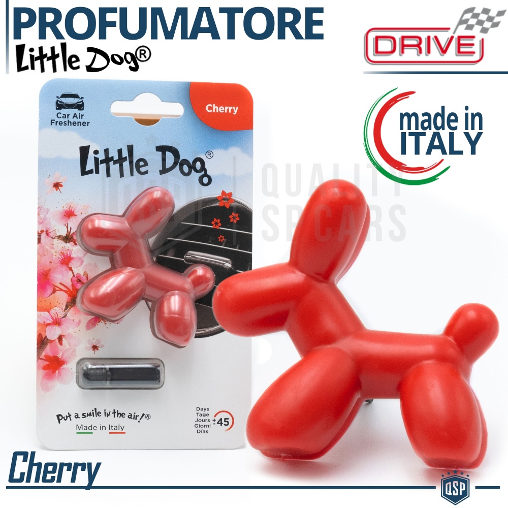 AMBIENTADOR DE COCHE Little Dog® Perrito ROJO | Perfume Interior CEREZA 45 Días | MADE IN ITALY