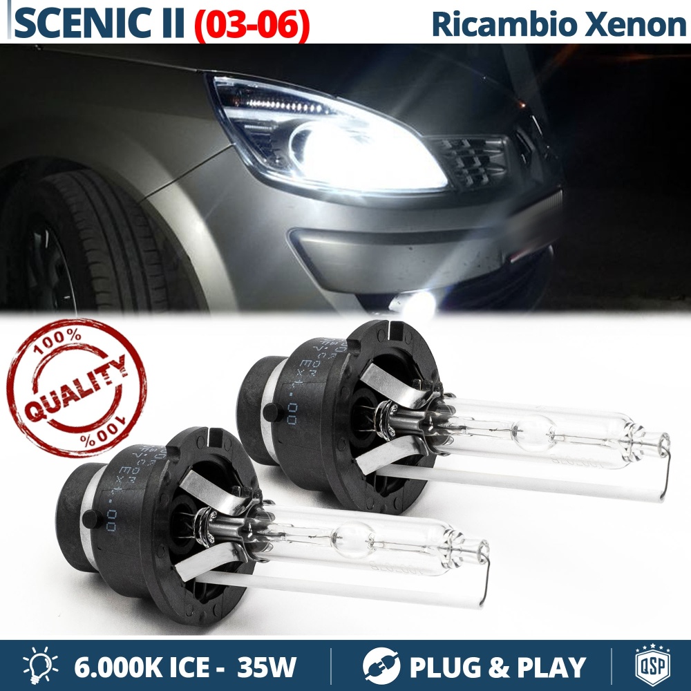 2x Bombillas Xenon D2S de Repuesto para RENAULT SCÉNIC 2 03-06 Luz 6.000K Blanco Frio Lámpara 35W