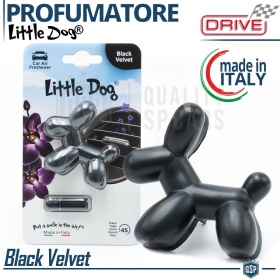 AMBIENTADOR DE COCHE Little Dog® Perrito NEGRO | Perfume Interior BLACK VELVET 45 Días | MADE IN ITALY