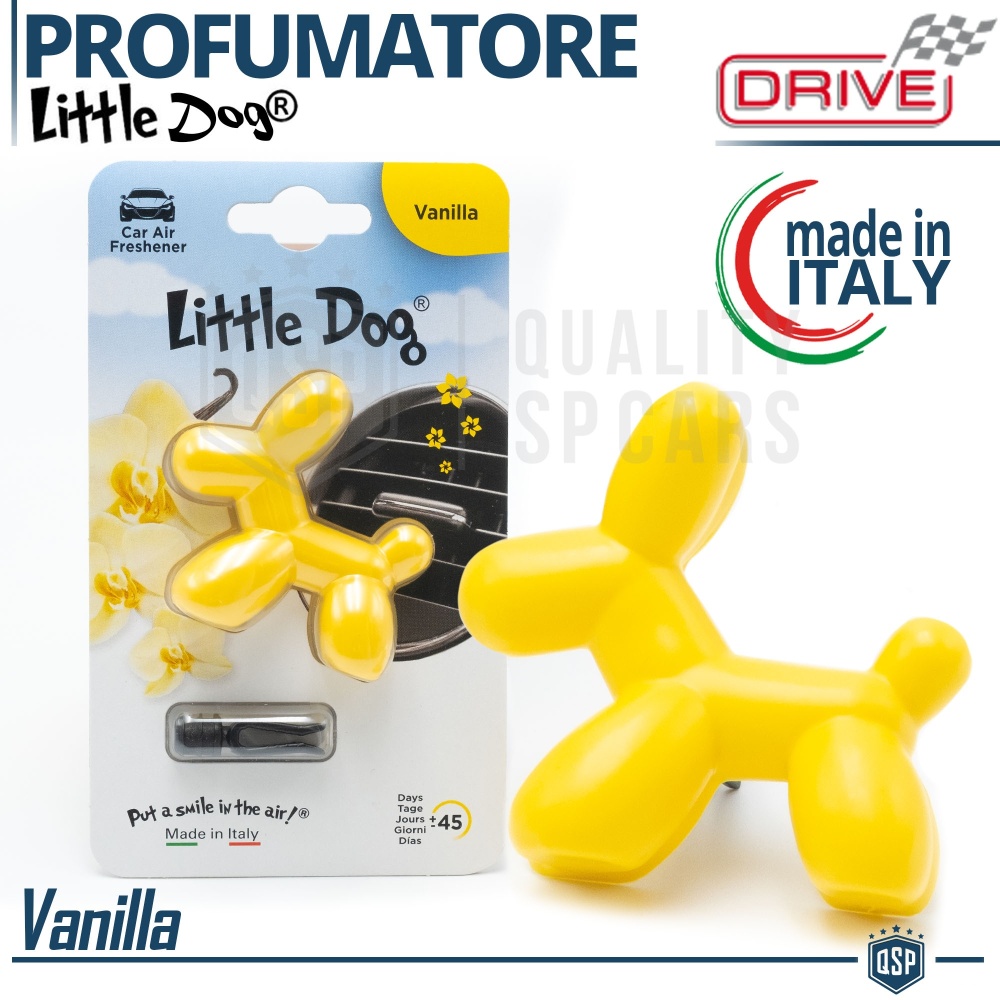 AMBIENTADOR DE COCHE Little Dog® Perrito AMARILLO | Perfume Interior VAINILLA 45 Días | MADE IN ITALY