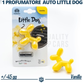CAR FRESHENER Little Dog® YELLOW | Applicable on Alfa Romeo Air Vents | VANILLA 45 Days