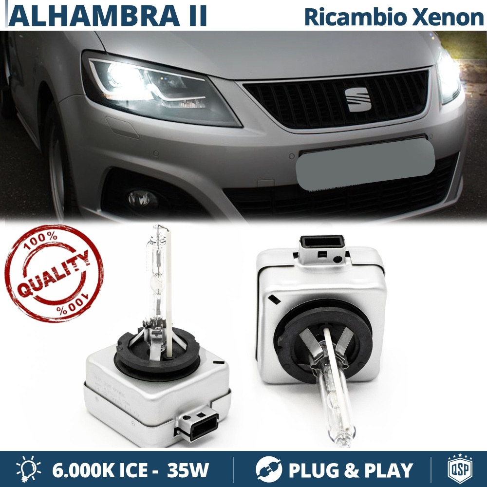 2x D3S Bi-Xenon Replacement Bulbs for SEAT ALHAMBRA 2 (from 2010) HID 6.000K White Ice 35W 2x D3S Bi-Xenon Replacement Bulbs for SEAT ALHAMBRA 2 (from 2010) HID 6.000K White Ice 35W