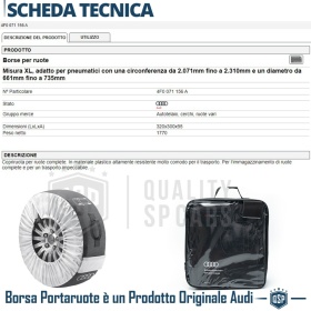 ORIGINAL Wheel Tyre Bags AUDI 100-80 with Logo for 14"-20" Tires | Garage Tire Storage
