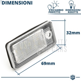2 Luces de Matricula LED para AUDI A3 A4 A5 A6 A8 Q7 CANBUS 18 LED 6.500K BLANCO FRIO Plug & Play
