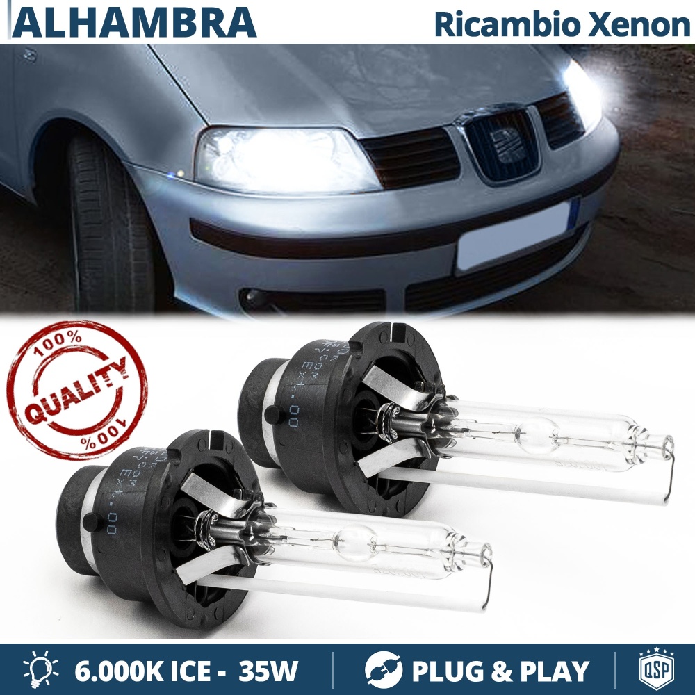 2x Bombillas Xenon D2S de Repuesto para SEAT ALHAMBRA I FACELIFT (00-10) Luz 6.000K Blanco Frio Lámpara 35W
