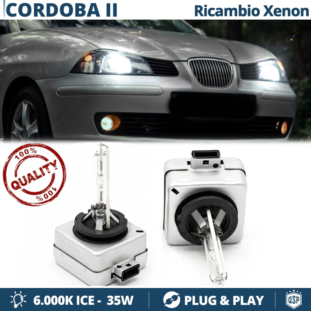 2x Bombillas Xenon D1S de Repuesto para SEAT CORDOBA 2 (02-09) Luz 6.000K Blanco Frio Lámpara 35W