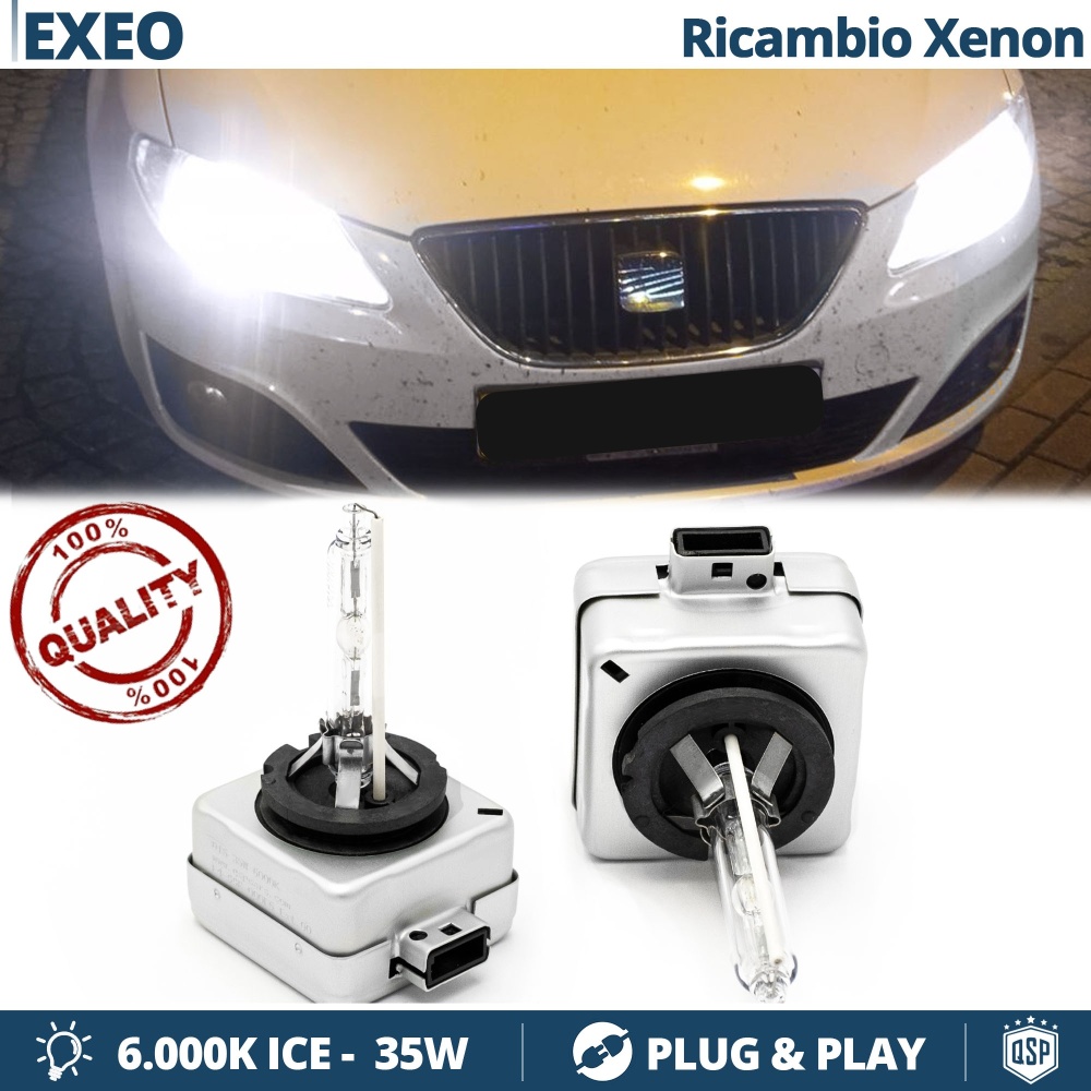2x Bombillas Bi-Xenon D1S de Repuesto para SEAT EXEO Luz 6.000K Blanco Frio Lámpara 35W