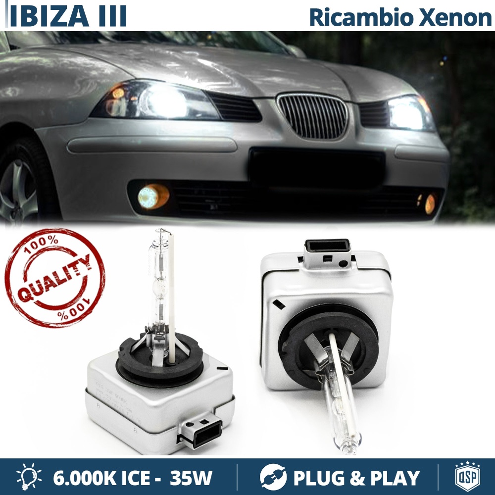 Coppia Lampadine di Ricambio Xenon D1S per SEAT IBIZA 6L III Luci Bianco Ghiaccio 6000K 35W