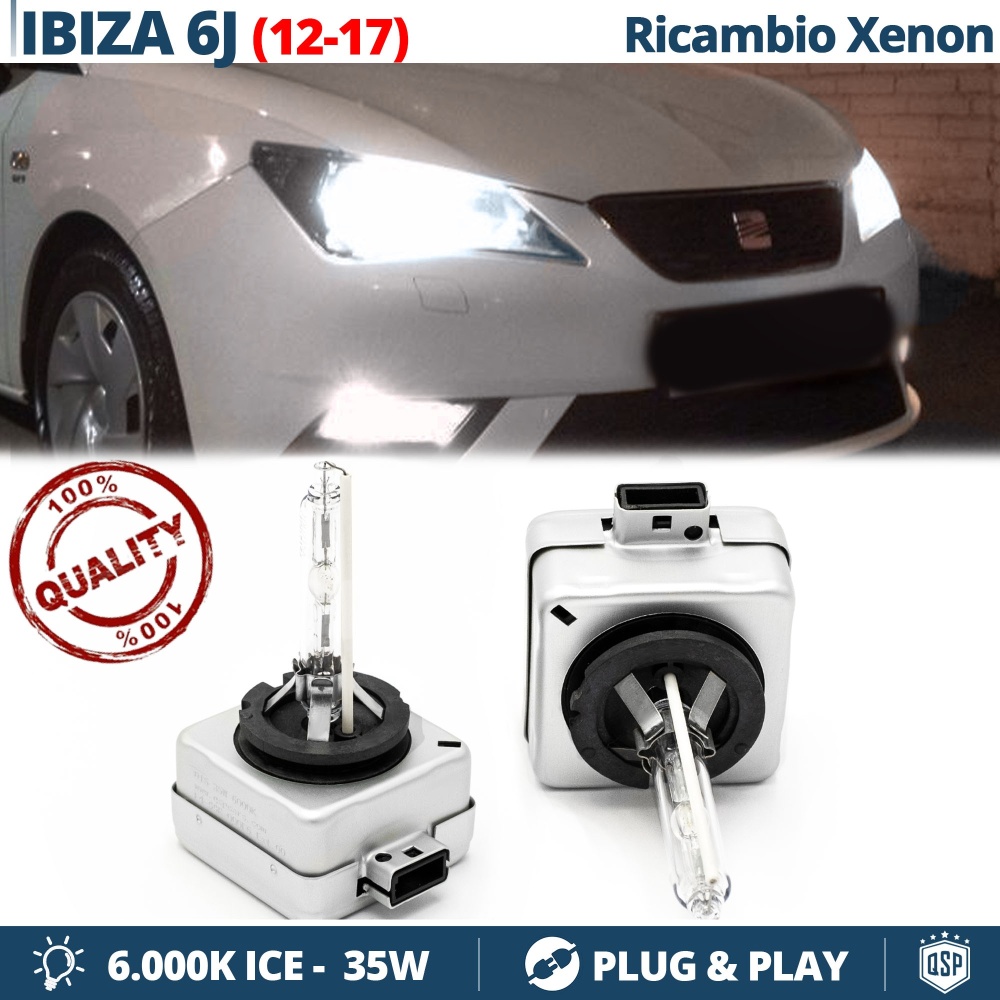 2x Bombillas Bi-Xenon D1S de Repuesto para SEAT IBIZA (6J) (12-17) FACELIFT Luz 6.000K Blanco Frio Lámpara 35W
