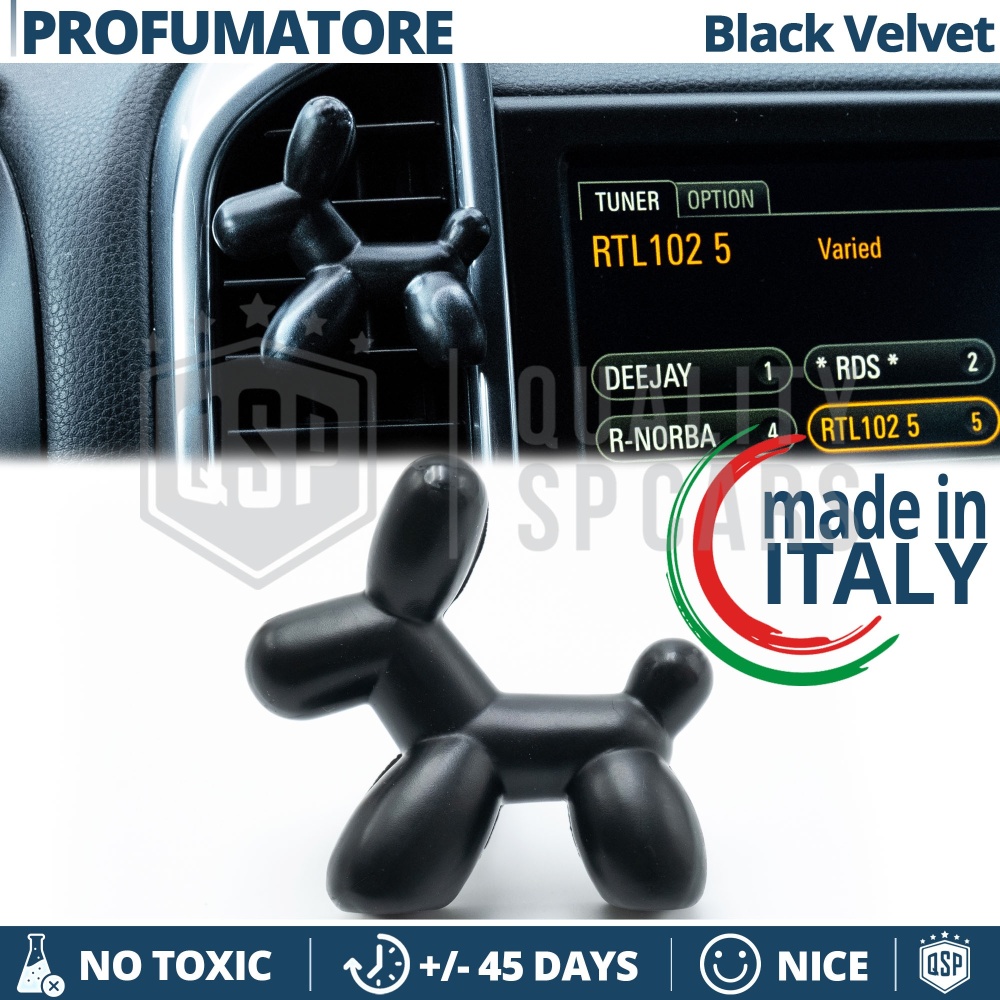 AMBIENTADOR DE COCHE Little Dog® NEGRO | Aplicable en Rejilla de Aire Ford | BLACK VELVET 45 Días