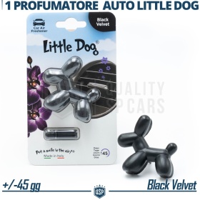 AMBIENTADOR DE COCHE Little Dog® NEGRO | Aplicable en Rejilla de Aire Ford | BLACK VELVET 45 Días