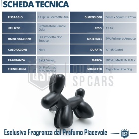 AMBIENTADOR DE COCHE Little Dog® NEGRO | Aplicable en Rejilla de Aire Ford | BLACK VELVET 45 Días