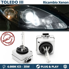 2x Bombillas Bi-Xenon D1S de Repuesto para SEAT TOLEDO 3 Luz 6.000K Blanco Frio Lámparas 35W