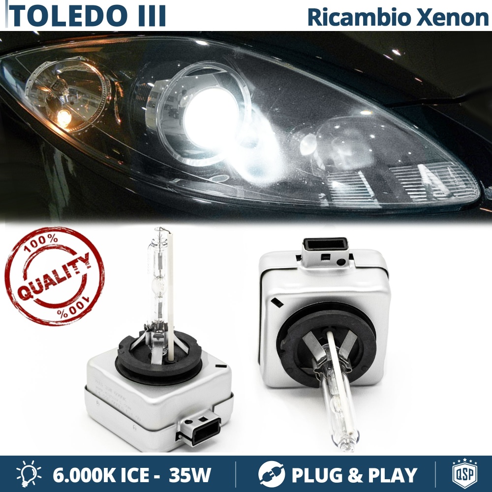 2x Bombillas Bi-Xenon D1S de Repuesto para SEAT TOLEDO 3 Luz 6.000K Blanco Frio Lámparas 35W
