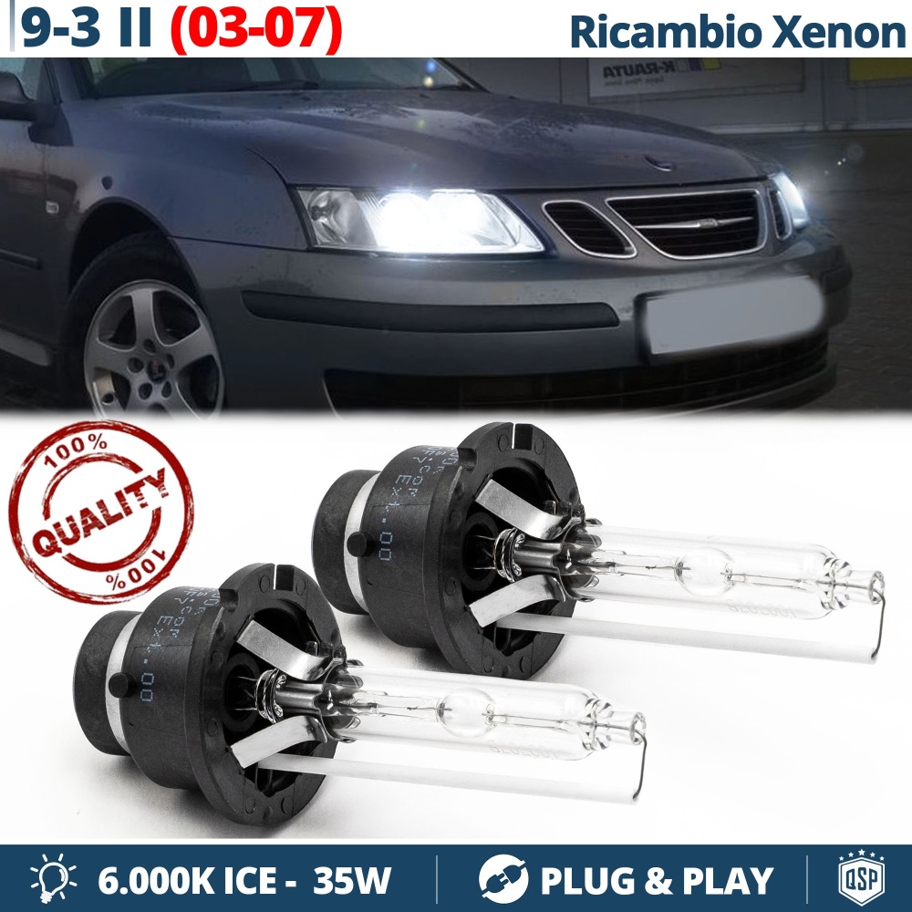2x Bombillas Bi-Xenon D2S de Repuesto para SAAB 9-3 2 03-08 Luz 6.000K Blanco Frio Lámpara 35W