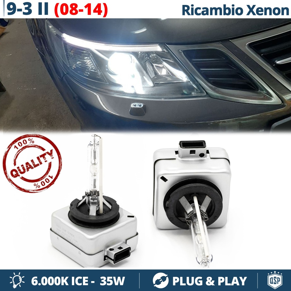 2x Bombillas Bi-Xenon D1S de Repuesto para SAAB 9-3 2 Facelift Luz 6.000K Blanco Frio Lámpara 35W