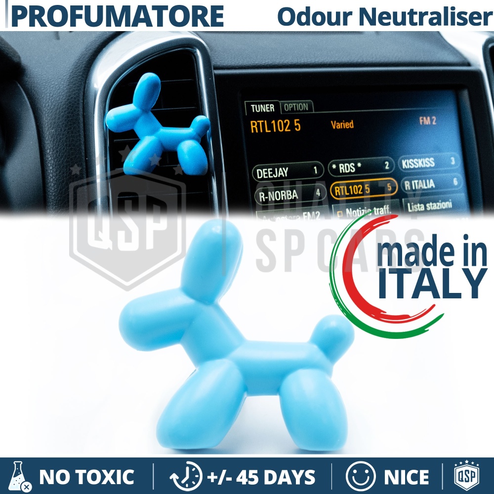 CAR FRESHENER Little Doge® LIGHT BLUE | Applicable on Porsche Air Vents | NEUTRALIZES ODOURS 45 Days