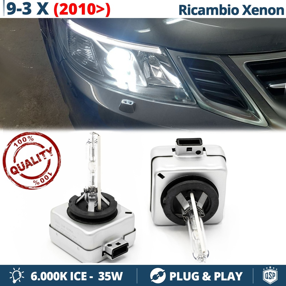 Coppia Lampadine di Ricambio Bi-Xenon D1S per SAAB 9-3X Luci Bianco Ghiaccio 6000K 35W