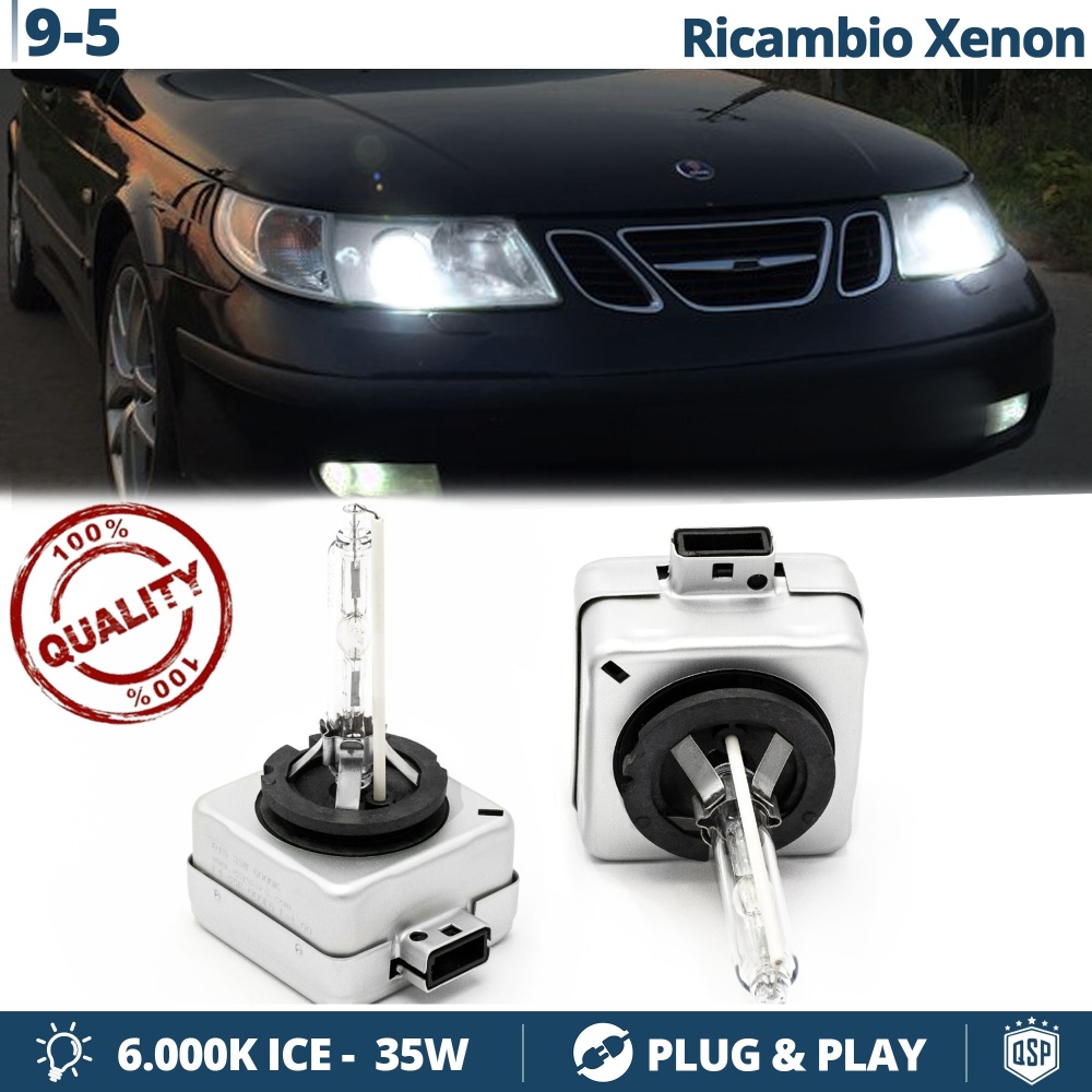 2x Bombillas Bi-Xenon D1S de Repuesto para SAAB 9-5 I (97-05) Luz 6.000K Blanco Frio Lámpara 35W
