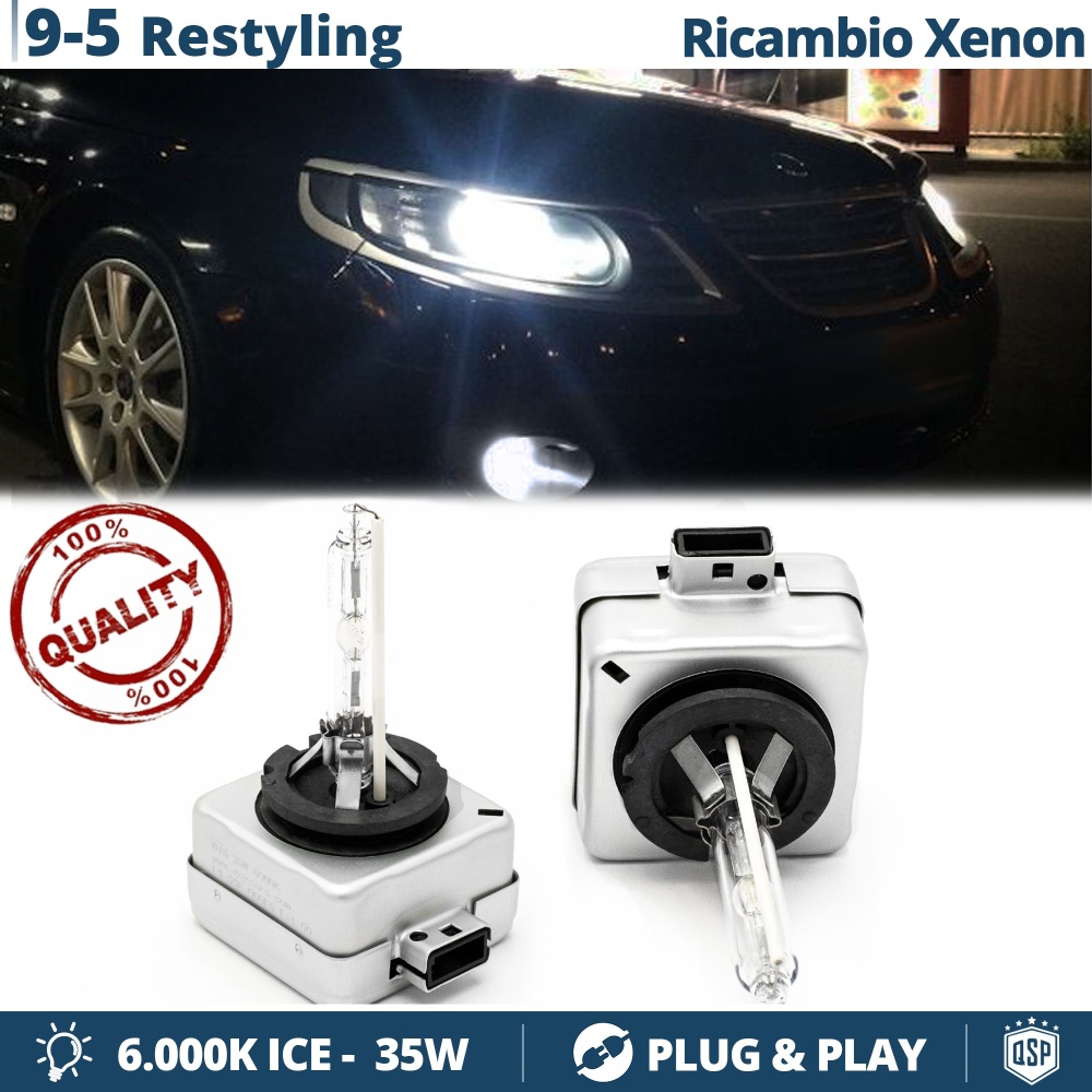 2x D1S Bi-Xenon Replacement Bulbs for SAAB 9-5 I FACELIFT (06-10) HID 6.000K White Ice 35W 2x D1S Bi-Xenon Replacement Bulbs for SAAB 9-5 I FACELIFT (06-10) HID 6.000K White Ice 35W