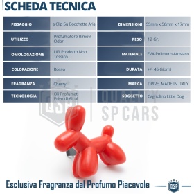 CAR FRESHENER Little Dog® RED | Applicable on Jaguar Air Vents | CHERRY 45 Days