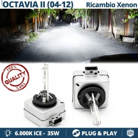Coppia Lampadine di Ricambio Xenon D1S per SKODA OCTAVIA 2 Luci Bianco Ghiaccio 6000K 35W