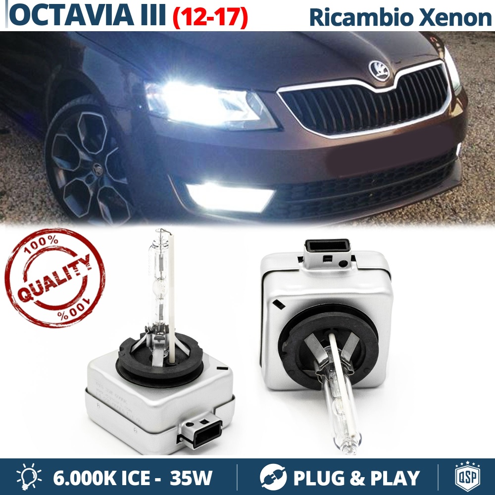 2x Bombillas Bi-Xenon D3S de Repuesto para SKODA OCTAVIA III (12-17) Luz 6.000K Blanco Frio Lámpara 35W