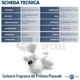 AMBIENTADOR DE COCHE Little Dog® Perrito BLANCO | Aplicable en Rejilla de Aire Toyota | COCHE NUOVO 45 Días
