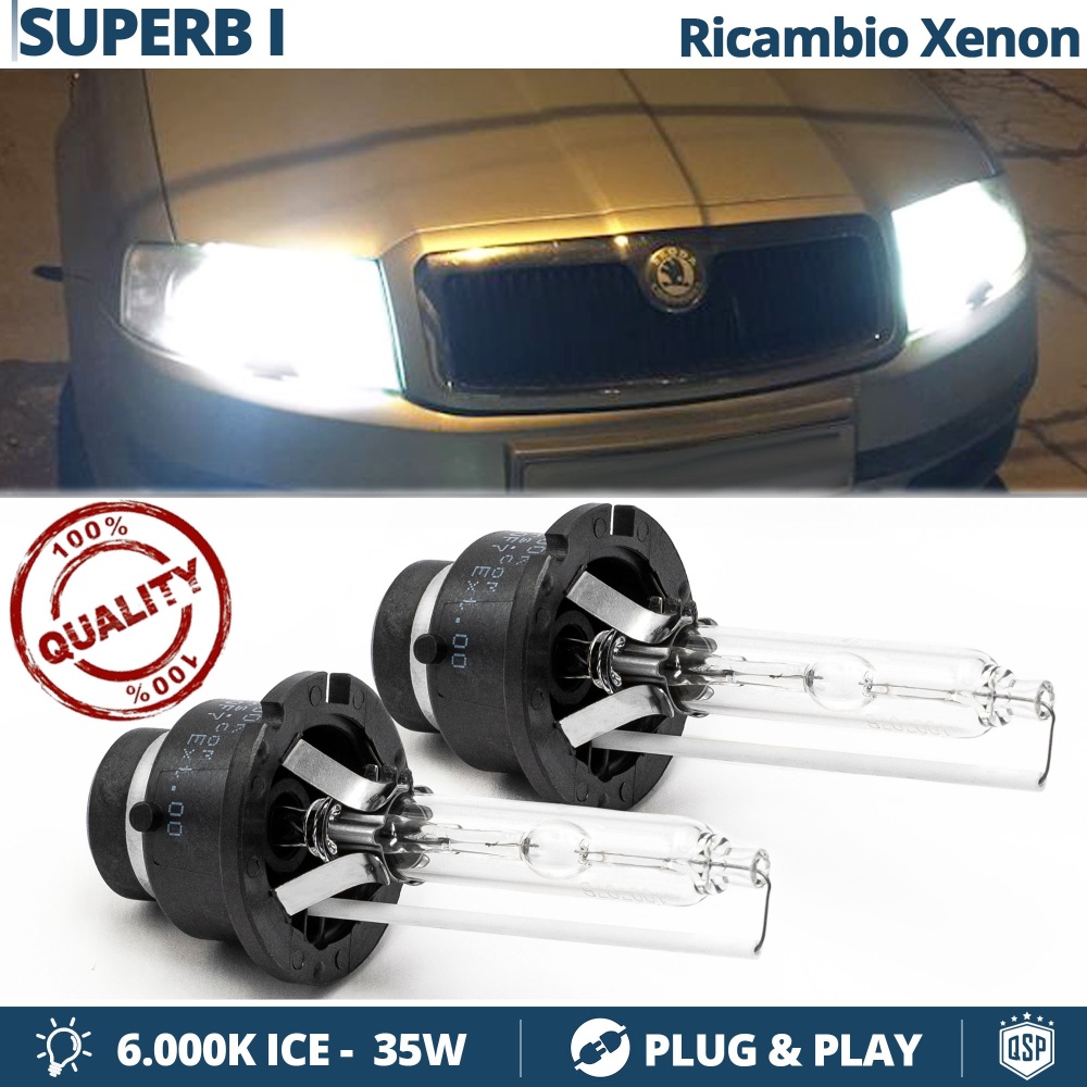 2x Bombillas Xenon D2S de Repuesto para SKODA SUPERB 1 (01-08) Luz 6.000K Blanco Frio Lámpara 35W