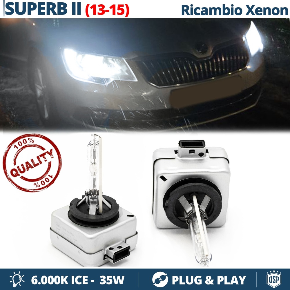 2x Bombillas Bi-Xenon D3S de Repuesto para SKODA SUPERB 2 13-15 Luz 6.000K Blanco Frio Lámpara 35W
